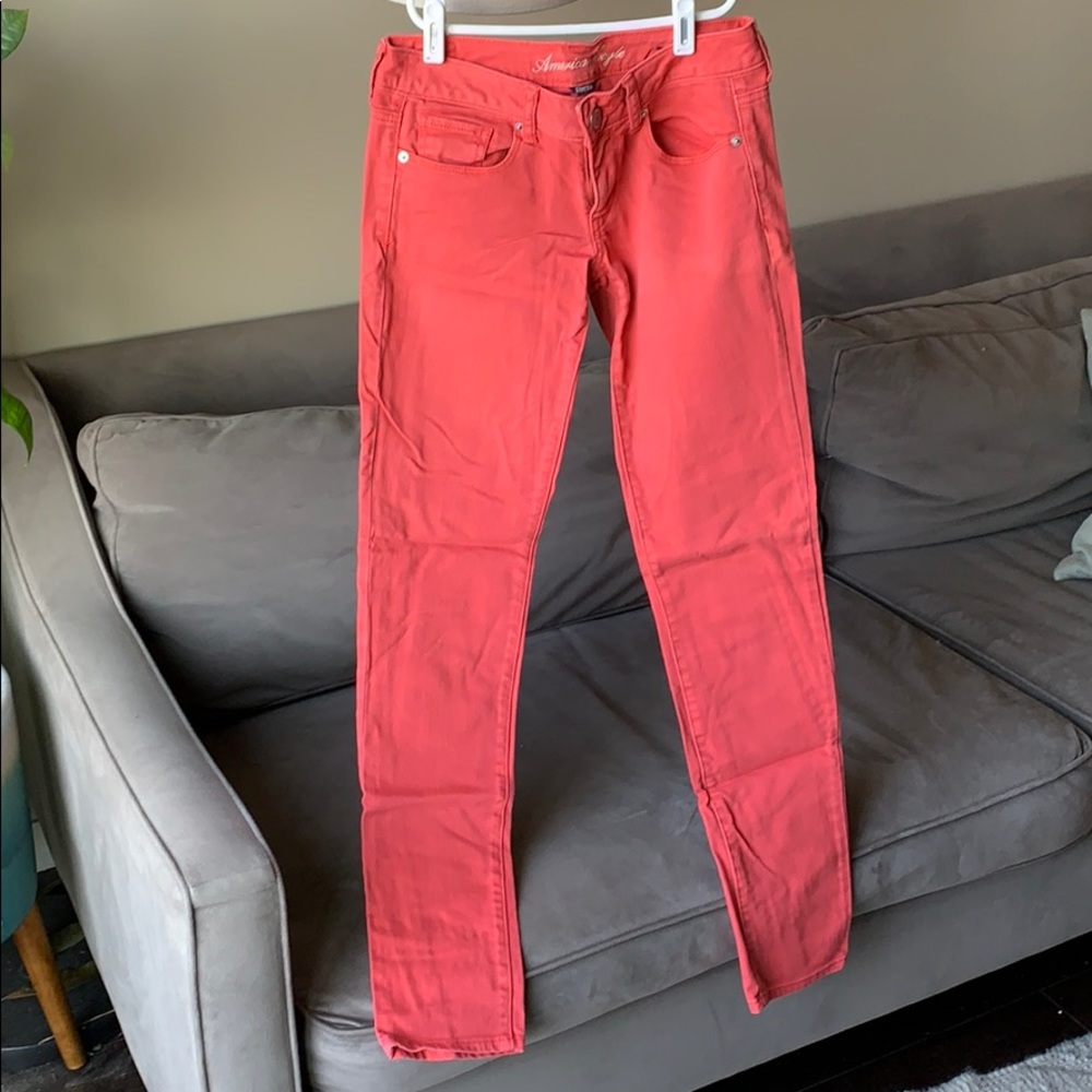 American Eagle coral skinny jean size 2
